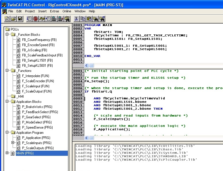 TwinCAT PLC development environment using the Lucida Console font