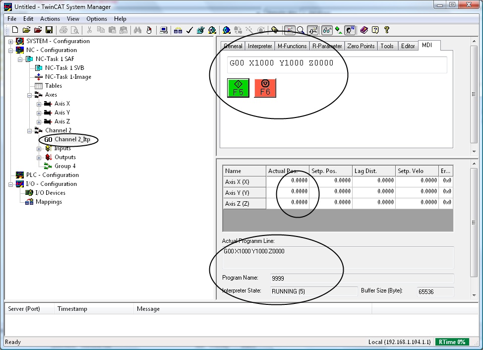 TwinCAT NCI stalled program does not appear to run