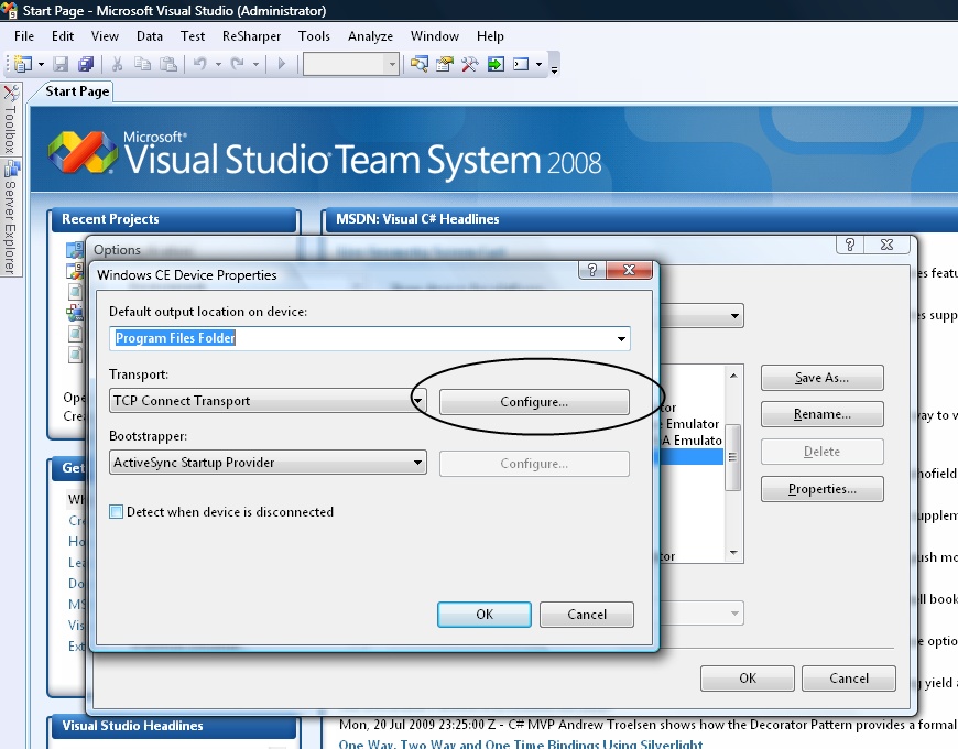 Setting the Windows CE activesync connection IP address option