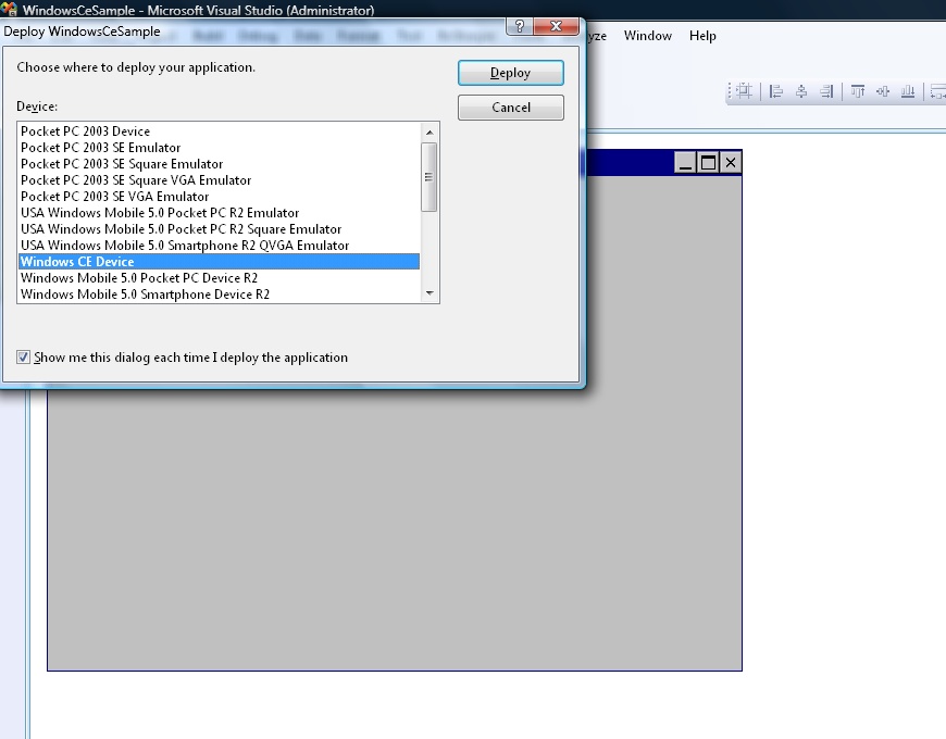 Device selection after F5 deployment onto Windows CE